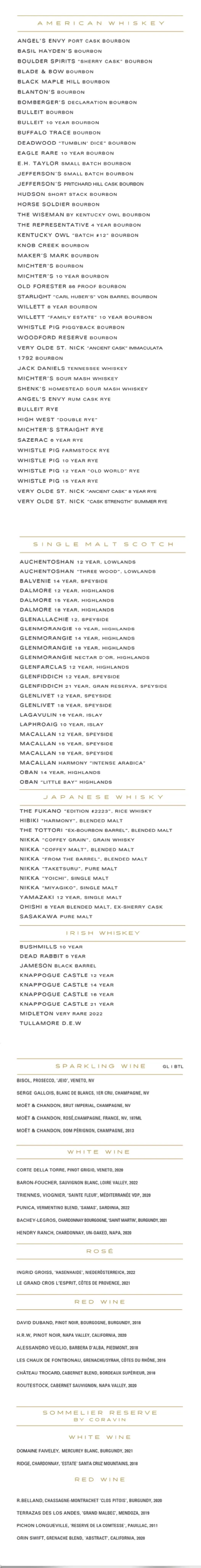 Harry's Bar & Restaurant | West Palm Beach Menu